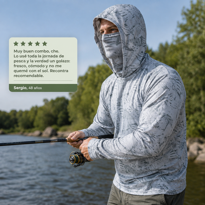 Boga Solar UPF 50+ — Remera con Capucha + Buff de Protección Solar