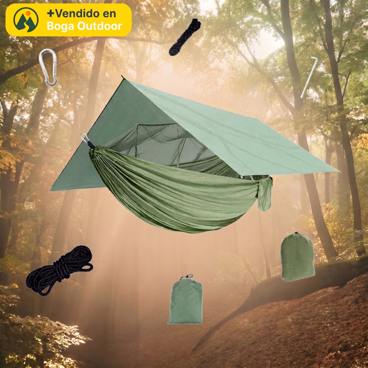 Kit de Hamaca Refugio — Hamaca con Mosquitero + Tarp Impermeable