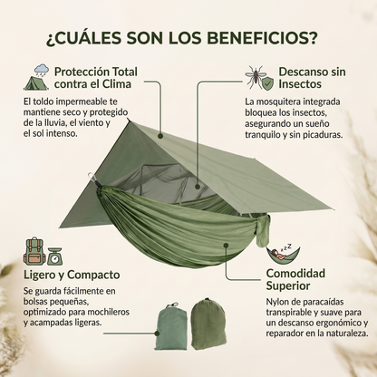 Kit de Hamaca Refugio — Hamaca con Mosquitero + Tarp Impermeable