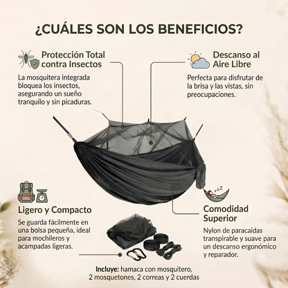 Hamaca Huapi Outdoor con Mosquitero | Nylon Ripstop Ultraliviana