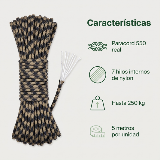 Boga Pehuén — Paracord 550 (7 hebras) · Modelo Obsidian · 5 m
