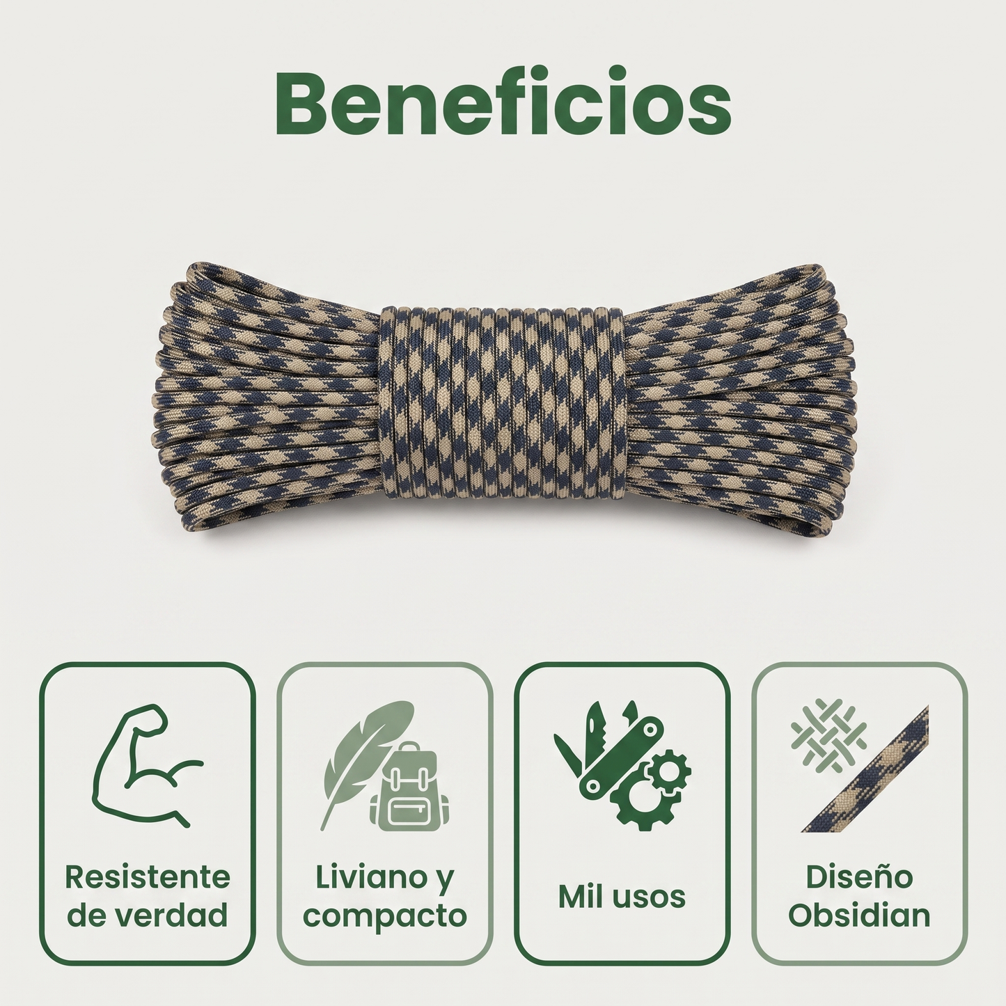Boga Pehuén — Paracord 550 (7 hebras) · Modelo Obsidian · 5 m
