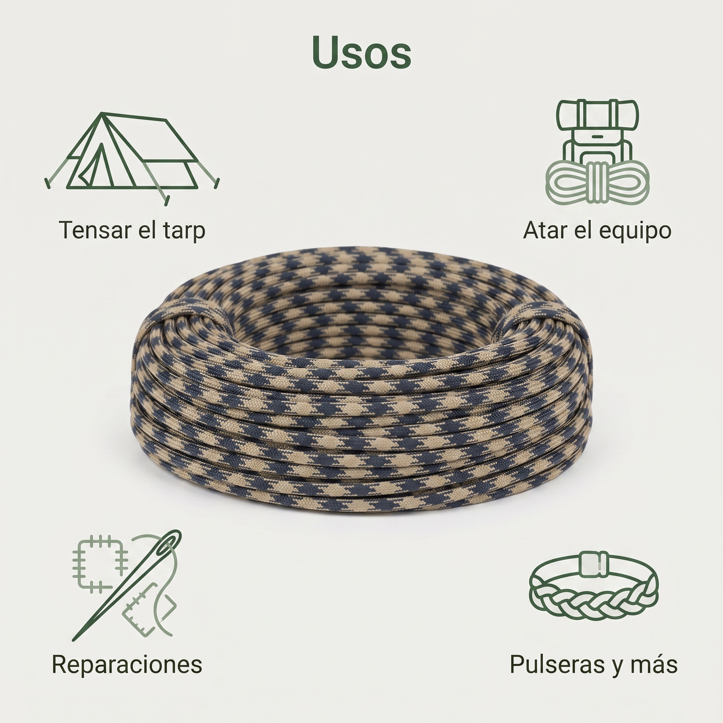 Boga Pehuén — Paracord 550 (7 hebras) · Modelo Obsidian · 5 m