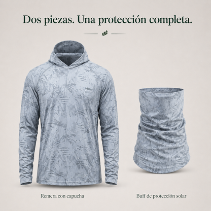 Boga Solar UPF 50+ — Remera con Capucha + Buff de Protección Solar